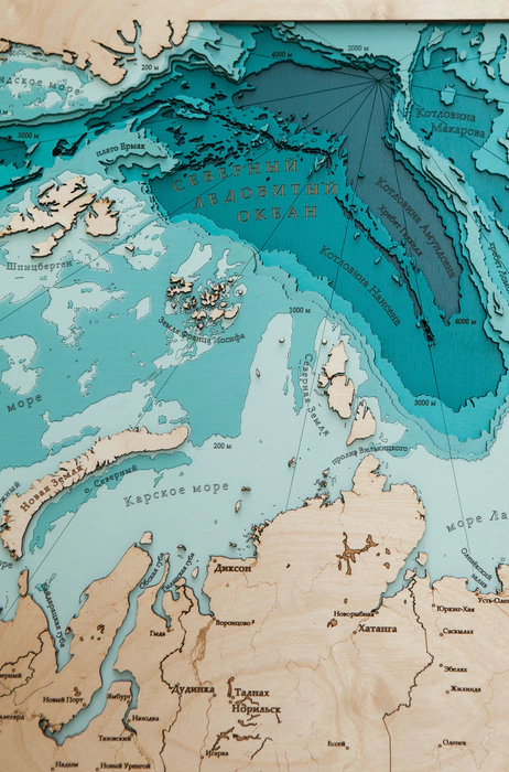 Wooden multi-layered "Map of Siberia" to order