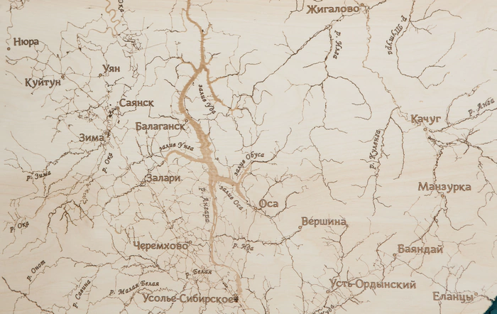 Wooden multi-layered map "Map of Lake Baikal No. 2" to order