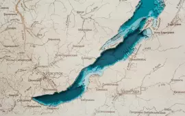 Wooden multi-layered map "Map of Lake Baikal No. 2" to order