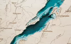 Wooden multi-layered map "Map of Lake Baikal No. 2" to order