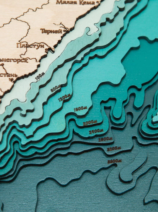 Wooden multi-layered map "Map of Primorsky Krai No. 1" to order