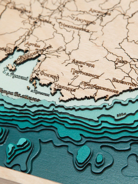 Wooden multi-layered map "Map of Primorsky Krai No. 1" to order