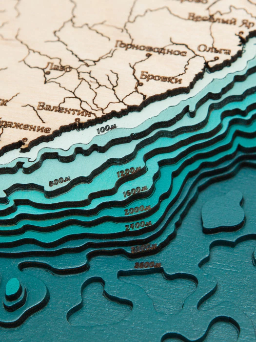 Wooden multi-layered map "Map of Primorsky Krai No. 1" to order