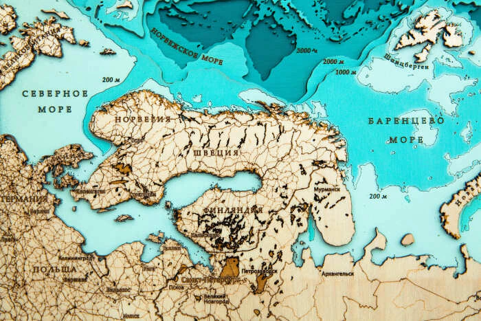 Wooden multilayer map "Map of Russia No. 1" to order