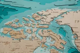 Wooden multi-layered "World Map No. 4" to order