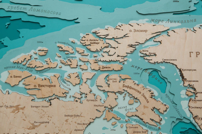 Wooden multi-layered "World Map No. 4" to order