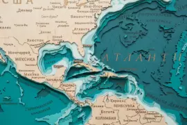 Wooden multi-layered "World Map No. 4" to order