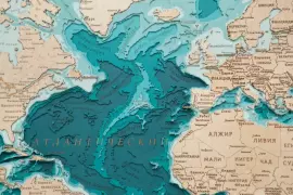 Wooden multi-layered "World Map No. 4" to order