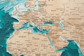 Wooden multi-layered "World Map No. 4" to order