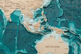 Wooden multi-layered "World Map No. 4" to order