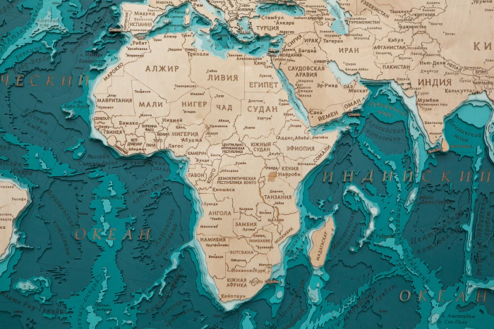 Wooden multi-layered "World Map No. 4" to order