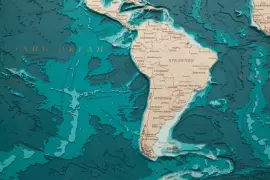 Wooden multi-layered "World Map No. 4" to order