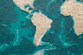 Wooden multi-layered "World Map No. 4" to order