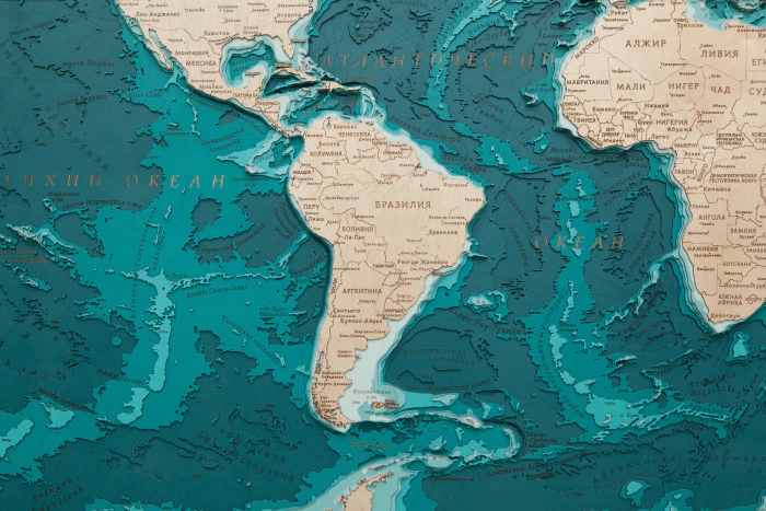 Wooden multi-layered "World Map No. 4" to order