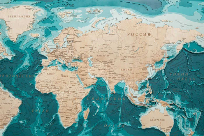 Wooden multi-layered "World Map No. 4" to order