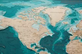 Wooden multi-layered "World Map No. 4" to order