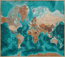 Multi-layered wooden map "World Map No. 5 Premium" to order