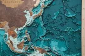 Multi-layered wooden map "World Map No. 5 Premium" to order