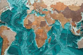 Multi-layered wooden map "World Map No. 5 Premium" to order