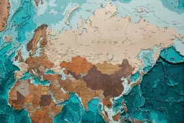 Multi-layered wooden map "World Map No. 5 Premium" to order