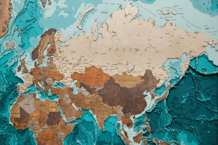 Multi-layered wooden map "World Map No. 5 Premium" to order