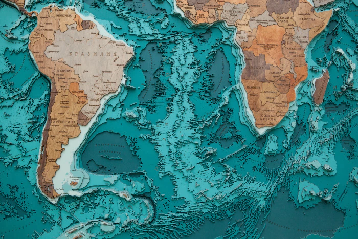 Multi-layered wooden map "World Map No. 5 Premium" to order