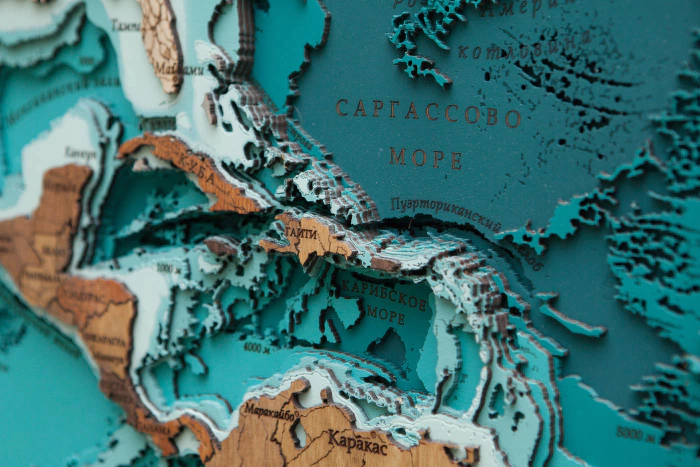 Multi-layered wooden map "World Map No. 5 Premium" to order