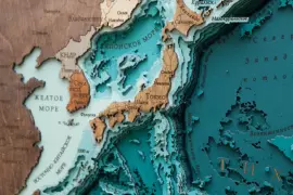 Multi-layered wooden map "World Map No. 5 Premium" to order