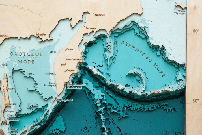 Multi-layered wooden map "World Map No. 5 Premium" to order