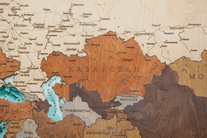 Multi-layered wooden map "World Map No. 5 Premium" to order
