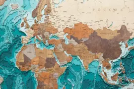 Multi-layered wooden map "World Map No. 5 Premium" to order