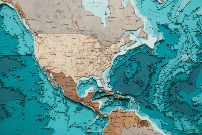 Multi-layered wooden map "World Map No. 5 Premium" to order