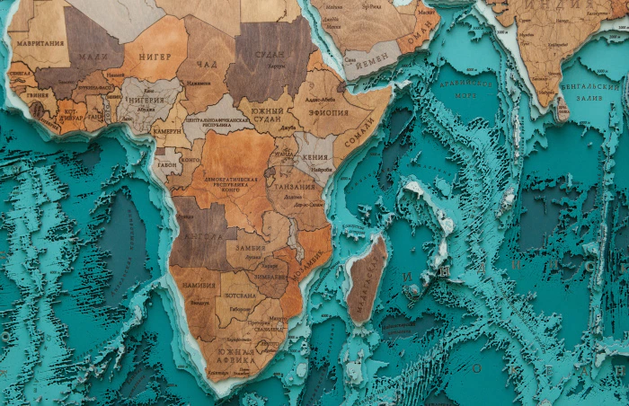 Multi-layered wooden map "World Map No. 5 Premium" to order
