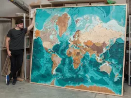 Multi-layered wooden map "World Map No. 5 Premium" to order