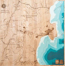 Wooden multi-layered map "Map of Ust-Kamchatsky district, relief" to order