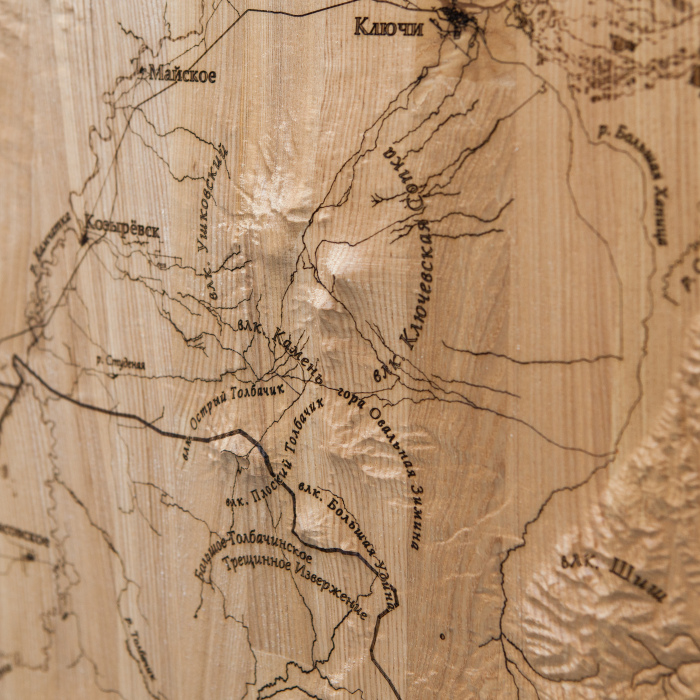 Wooden multi-layered map "Map of Ust-Kamchatsky district, relief" to order