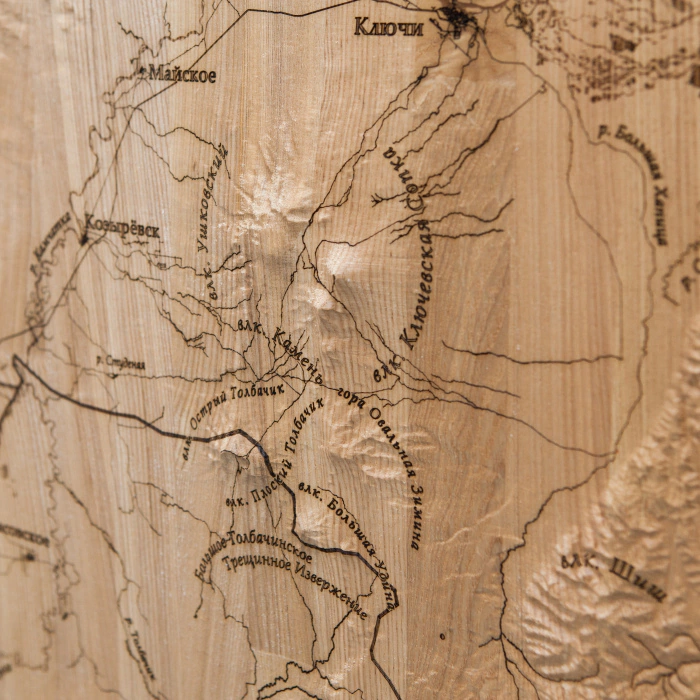 Wooden multi-layered map "Map of Ust-Kamchatsky district, relief" to order