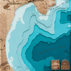 Wooden multi-layered map "Map of Ust-Kamchatsky district, relief" to order