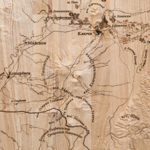 Wooden multi-layered map "Map of Ust-Kamchatsky district, relief" to order