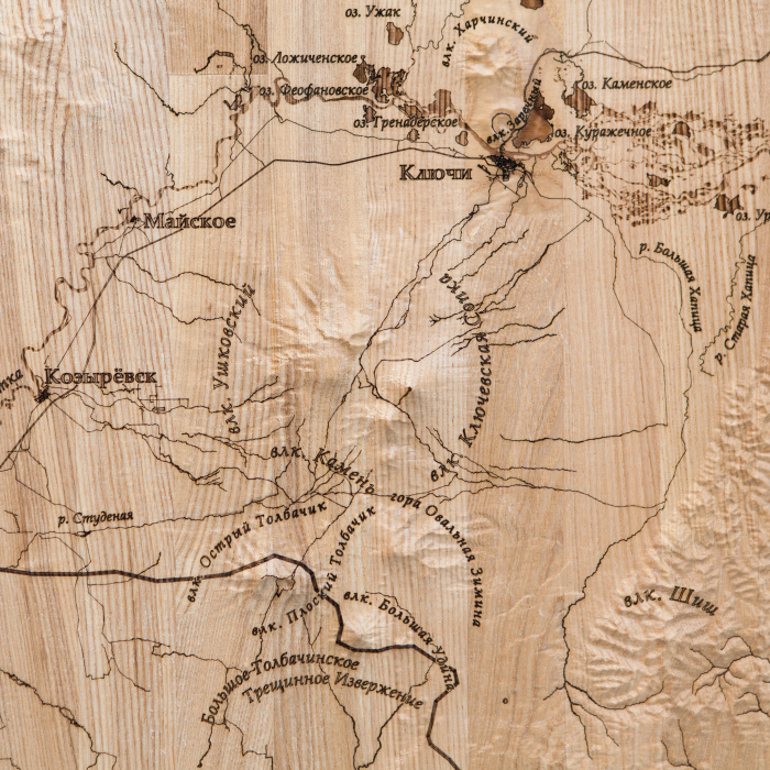 Wooden multi-layered map "Map of Ust-Kamchatsky district, relief" to order
