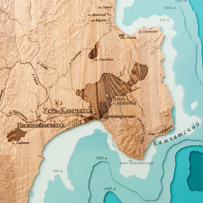 Wooden multi-layered map "Map of Ust-Kamchatsky district, relief" to order