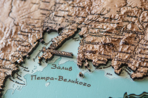 Wooden multi-layered map "Map of Primorsky Krai No. 1, land relief" to order