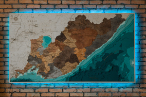 Multi-layered wooden map "Map of Primorsky Krai No. 2, with backlight" to order