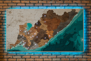 Multi-layered wooden map "Map of Primorsky Krai No. 2, with backlight" to order