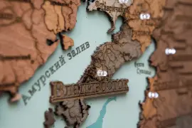 Карта деревянная многослойная "Карта Приморский край №2, с подсветкой" на заказ Карта деревянная многослойная "Карта Приморский край №2, с подсветкой" на заказ