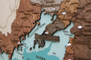 Multi-layered wooden map "Map of Primorsky Krai No. 2, with backlight" to order