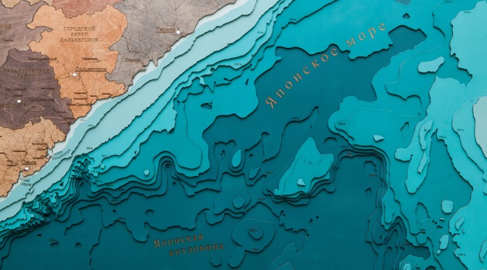 Multi-layered wooden map "Map of Primorsky Krai No. 2, with backlight" to order