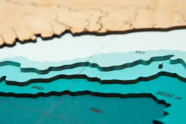 Карта деревянная многослойная "Карта северо-западной части Тихого океана" на заказ Карта деревянная многослойная "Карта северо-западной части Тихого океана" на заказ