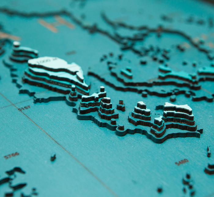 Wooden multi-layered "Map of the Northwestern Pacific Ocean" to order