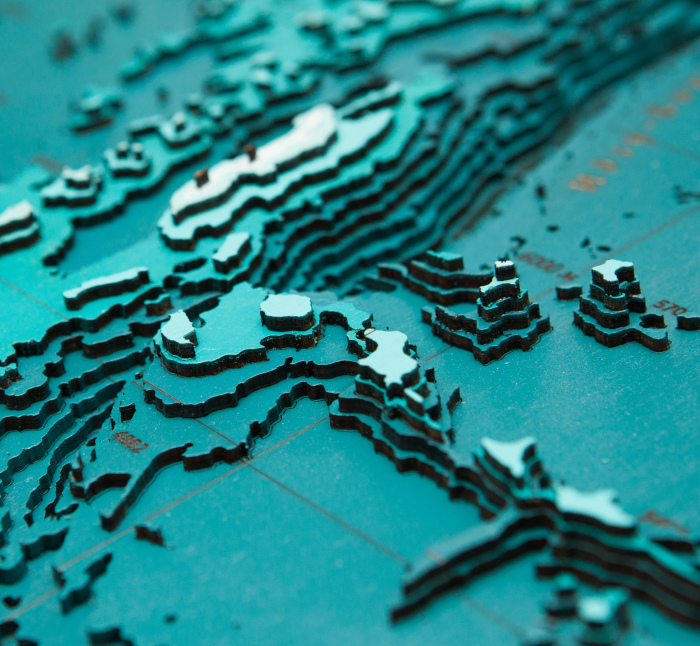 Wooden multi-layered "Map of the Northwestern Pacific Ocean" to order